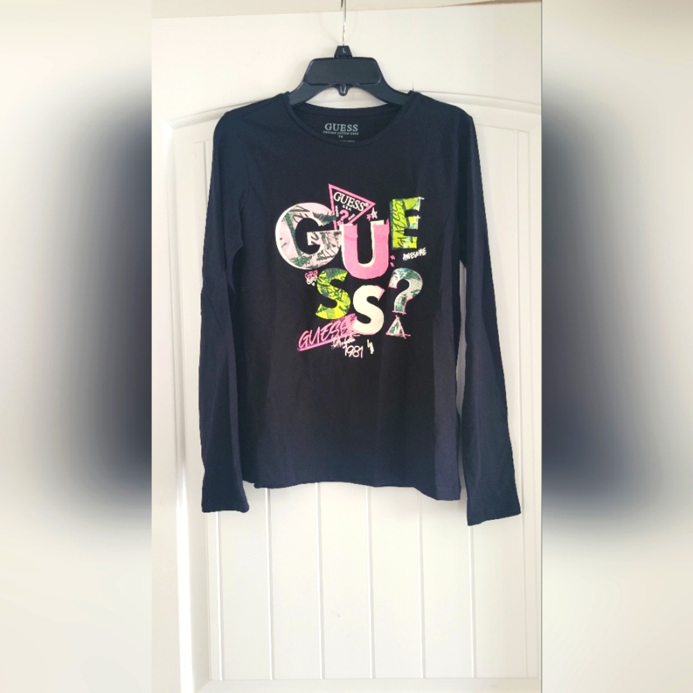 Guess Black Long Sleeve Graphic Tee